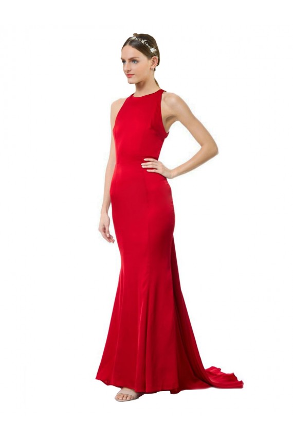 Stretch Crepe Open Back Long Halter Neck Mermaid Formal Evening Gown / Bridesmaid Dress Armadale