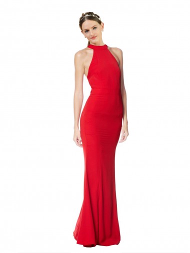 Stretch Crepe Long Halter Neck Mermaid Prom Dress / Bridesmaid Dress Armadale