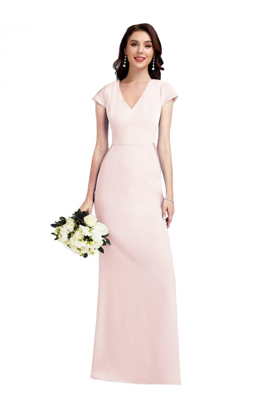Stretch Crepe Long V-Neck A-Line Formal Evening Gown / Prom Dress / Bridesmaid Dress Armadale