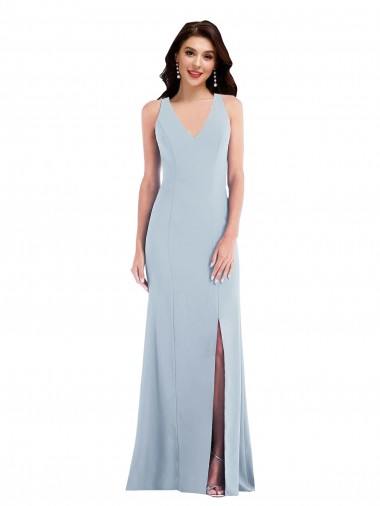 Stretch Crepe Criss Cross Back Long V-Neck Trumpet Evening Dress / Bridesmaid Dress Armadale