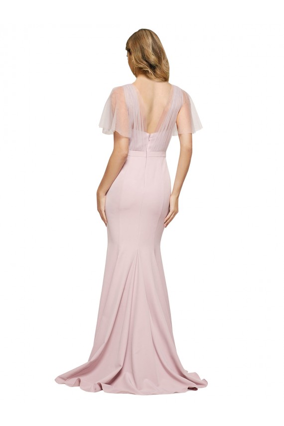 Stretch Crepe & Tulle Low Back Long One Shoulder Sheath Formal Evening Gown / Prom Dress / Bridesmaid Dress Armadale