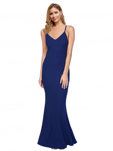 Stretch Crepe Low Back Long V-Neck Sheath Formal Dress / Bridesmaid Dress Armadale