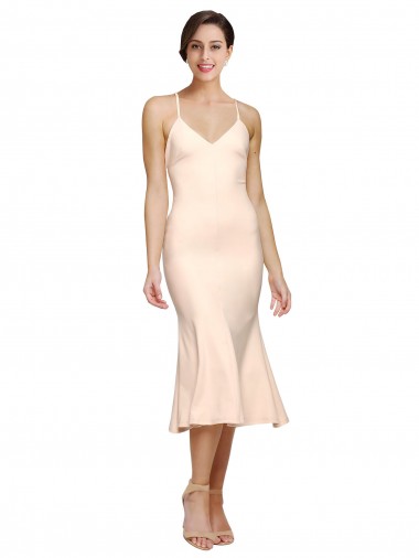 Stretch Crepe Low Back Midi Length V-Neck Sheath Evening Gown / Prom Dress / Bridesmaid Dress Armadale