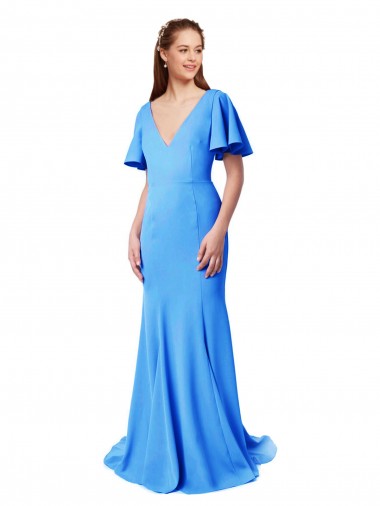 Stretch Crepe V-Back Sweep Train V-Neck Mermaid, Sheath Prom Dress / Bridesmaid Dress Armadale