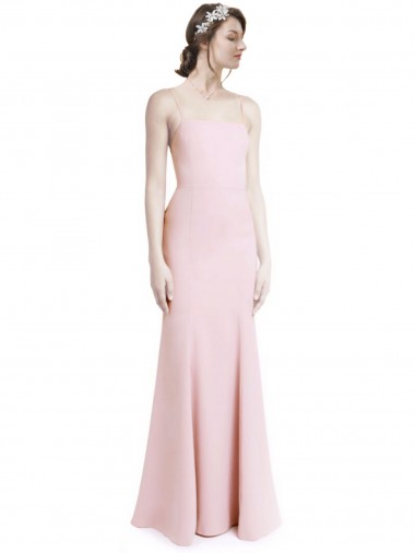 Stretch Crepe Criss Cross Open Back Long Spaghetti Straps Mermaid, Sheath Prom Dress / Bridesmaid Dress Armadale
