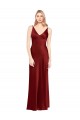 Stretch Satin V-Back Long Spaghetti Straps A-Line Formal Evening Gown / Prom Dress / Bridesmaid Dress Armadale