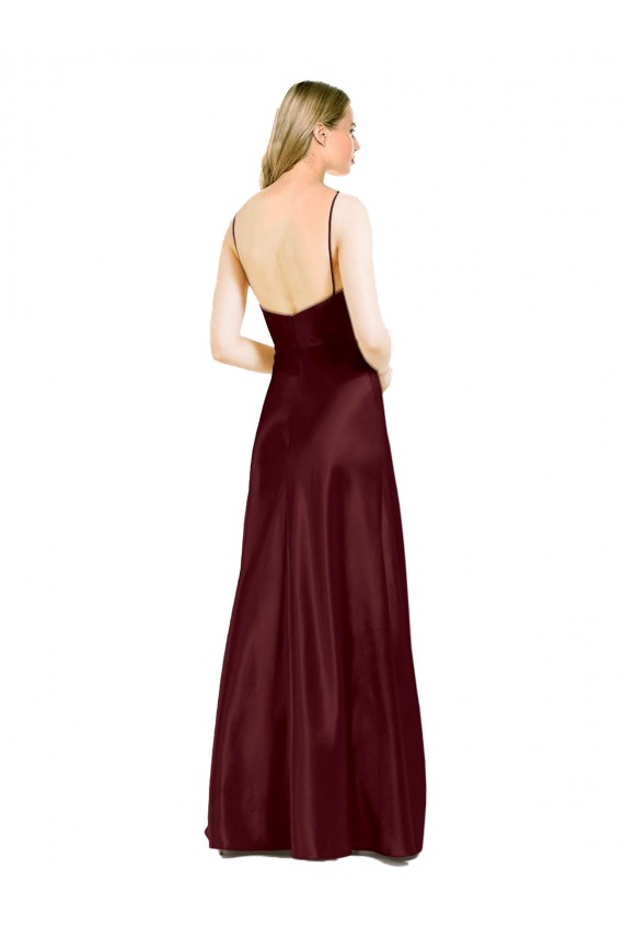 Stretch Satin Long Spaghetti Straps A-Line Bridesmaid Dress / Evening Dress Armadale