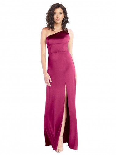 Stretch Satin Open Back Long One Shoulder A-Line Formal Evening Gown / Prom Dress / Bridesmaid Dress Armadale