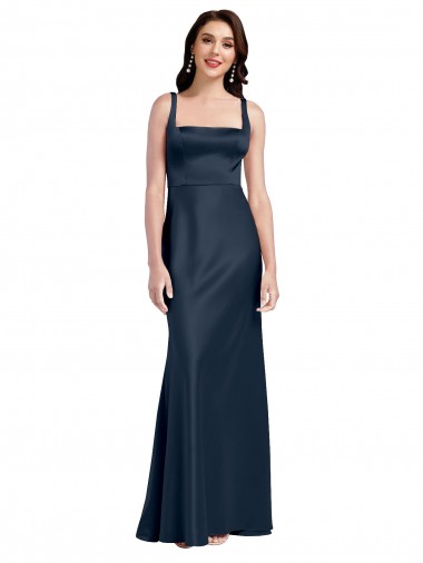 Stretch Satin Low Back Long Square Neck A-Line Formal Evening Gown / Prom Dress / Bridesmaid Dress Armadale