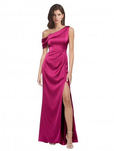 Stretch Satin Long One Shoulder A-Line Bridesmaid Dress / Evening Dress Armadale