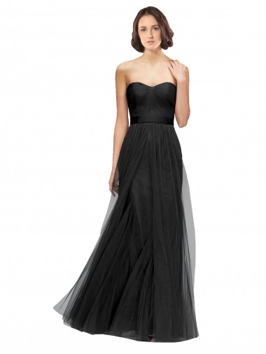Tulle Sleeveless Sweetheart Black A-Line Bridesmaid Gown Armadale