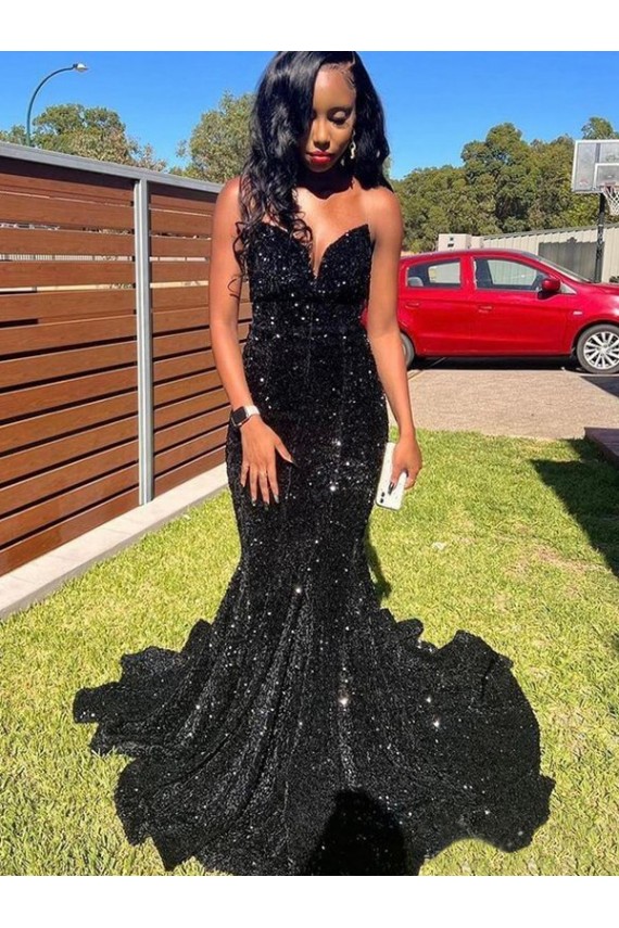 Velvet Sequin Long Sweetheart Mermaid Prom Dress Armadale