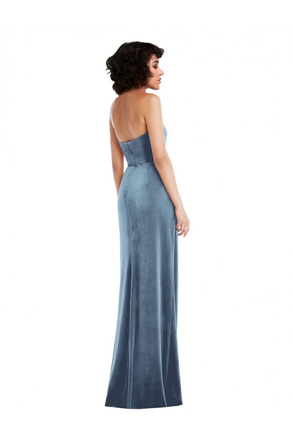 Stretch Velvet Low Back Long Strapless Sheath Formal Evening Gown / Prom Dress / Bridesmaid Dress Armadale