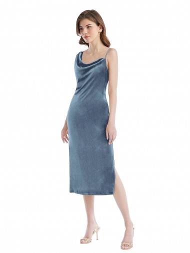 Stretch Velvet Long One Shoulder Sheath Semi Formal Evening Dress / Prom Dress / Bridesmaid Dress Armadale