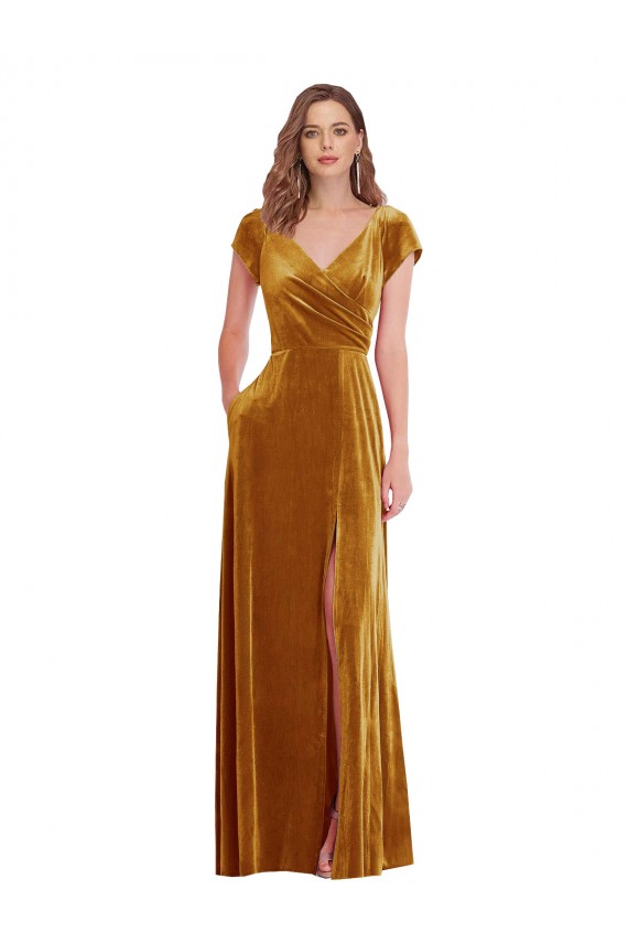 Stretch Velvet Long V-Neck Sheath Formal Evening Gown / Prom Dress / Bridesmaid Dress Armadale