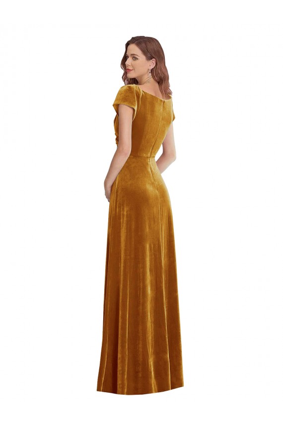 Stretch Velvet Long V-Neck Sheath Formal Evening Gown / Prom Dress / Bridesmaid Dress Armadale