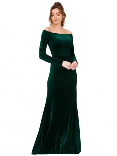Stretch Velvet Long Off the Shoulder Sheath Formal Evening Gown / Prom Dress / Bridesmaid Dress Armadale