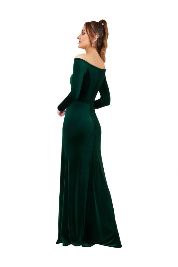 Stretch Velvet Long Off the Shoulder Sheath Formal Evening Gown / Prom Dress / Bridesmaid Dress Armadale