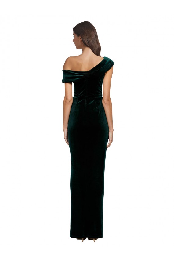Stretch Velvet Long Off the Shoulder Sheath High Low Evening Gown / Prom Dress / Bridesmaid Dress Armadale