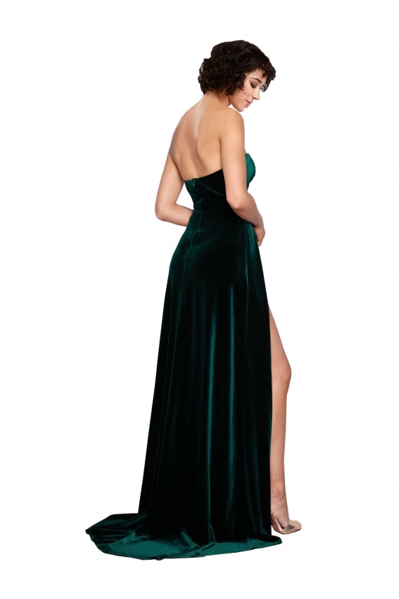 Stretch Velvet Low Back Sweep Train Sweetheart A-Line Semi Formal Evening Dress / Prom Dress / Bridesmaid Dress Armadale